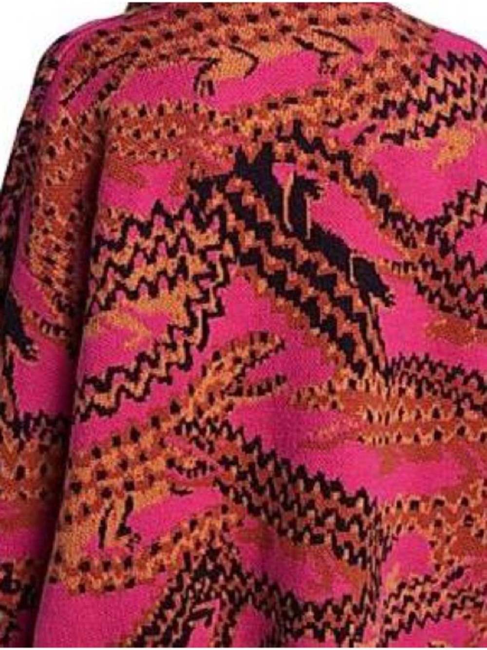 FARM Rio Croco Pink Jacquard Cardigan Sweater Size M - Picture 2 of 5